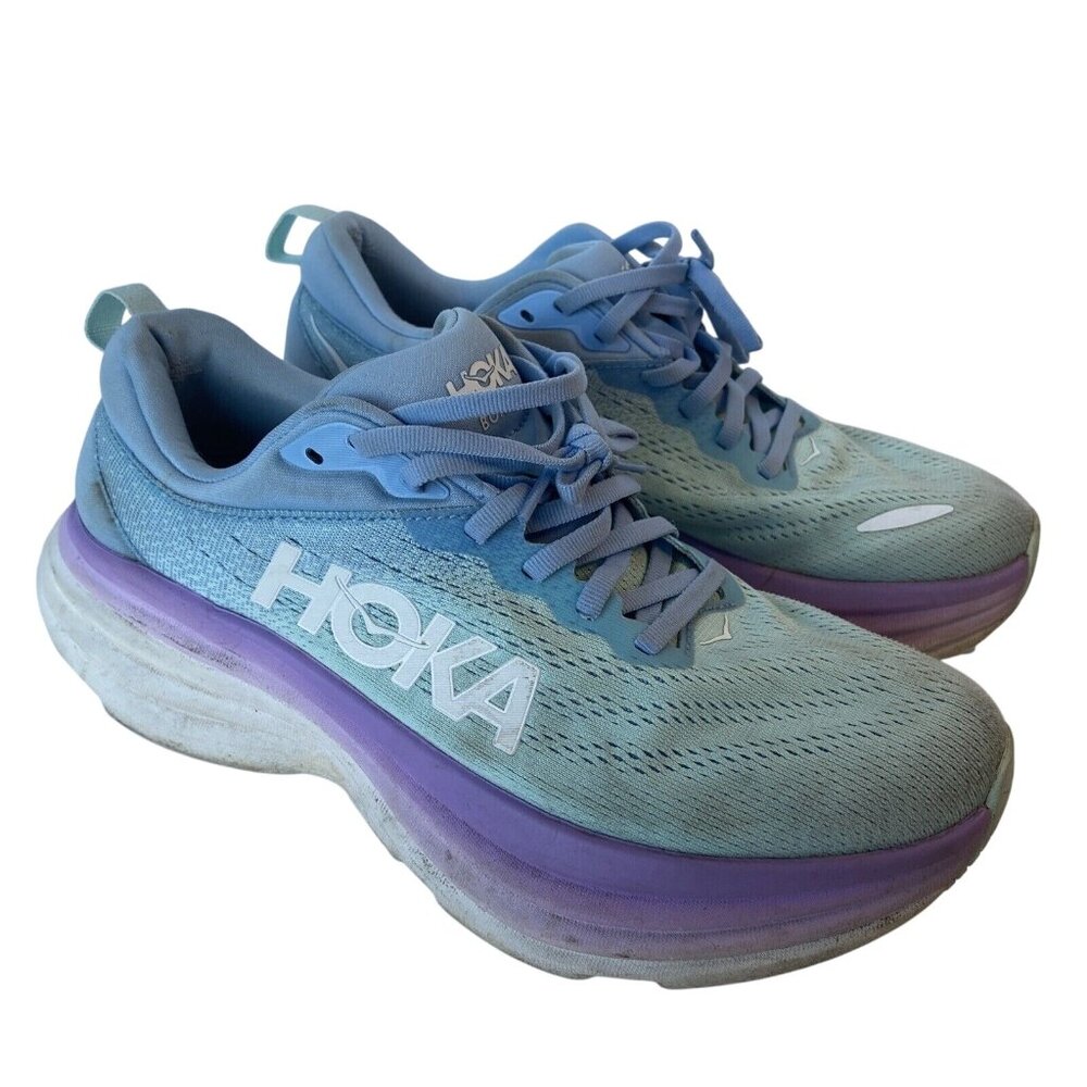Hoka One One Women's Light Blue and Purple Athletic Running Shoes